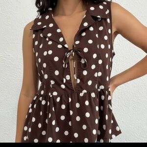 Women's Chocolate Brown Polka Dot Blouse